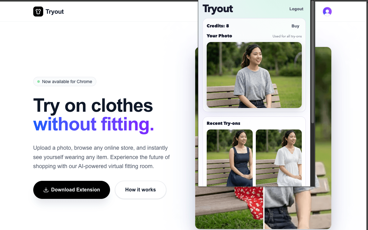 Tryout extension opened and logged in